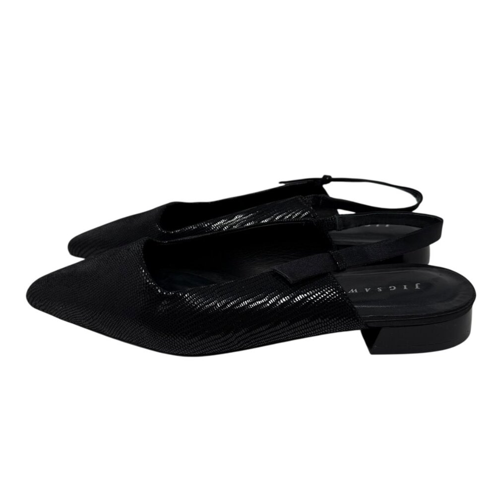 NWT Jigsaw Petra Leather Slingback Flat Black 39